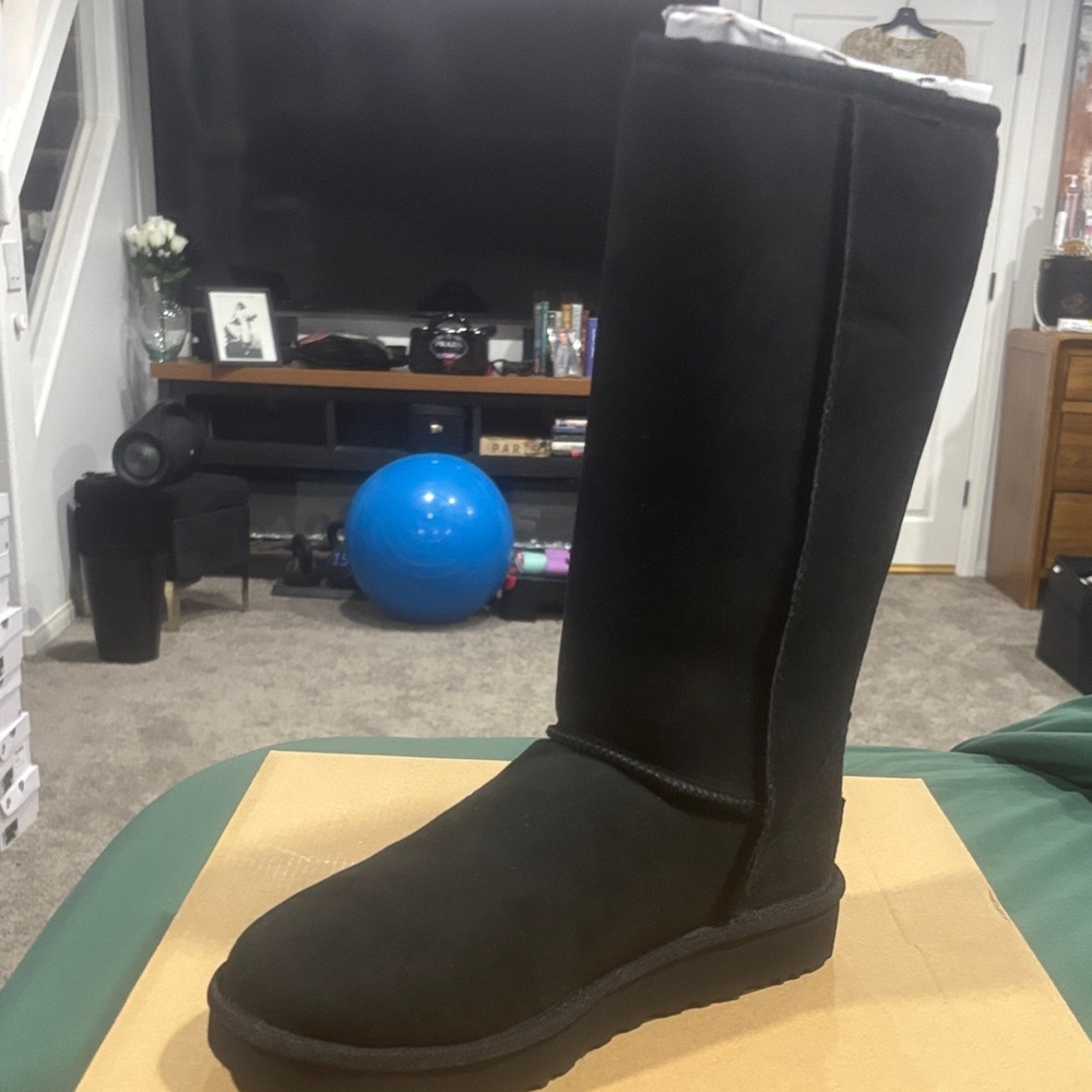 UGG Tall Classic Black Suede Winter Boots